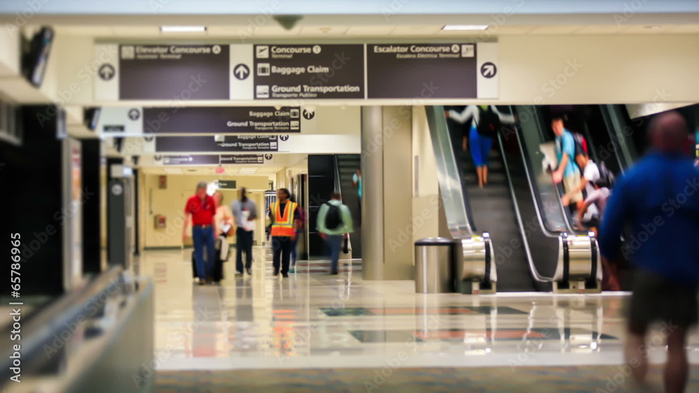 Airport Travelers Time Lapse Train Stop