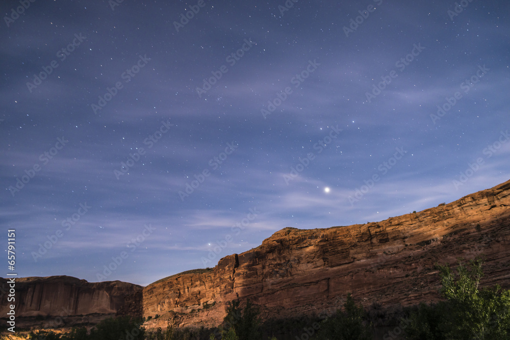 Night Starry Sky near Porcupine ridge Trail Moab Utah