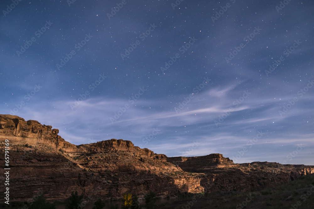 Night Starry Sky near Porcupine ridge Trail Moab Utah