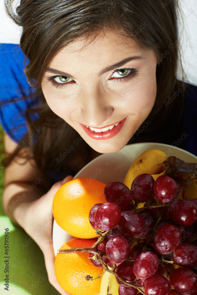 Woman fruit diet portrait