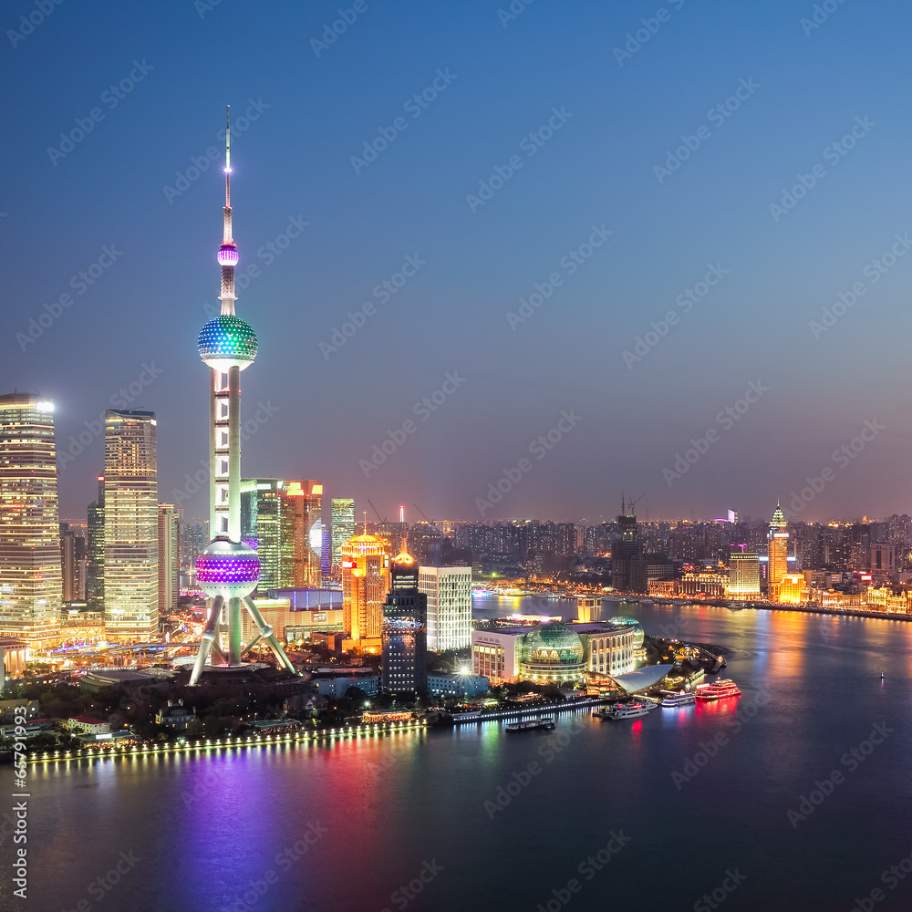 the beautiful night view in shanghai