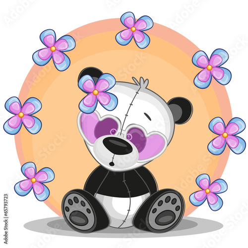 Fototapeta Naklejka Na Ścianę i Meble -  Panda with flowers