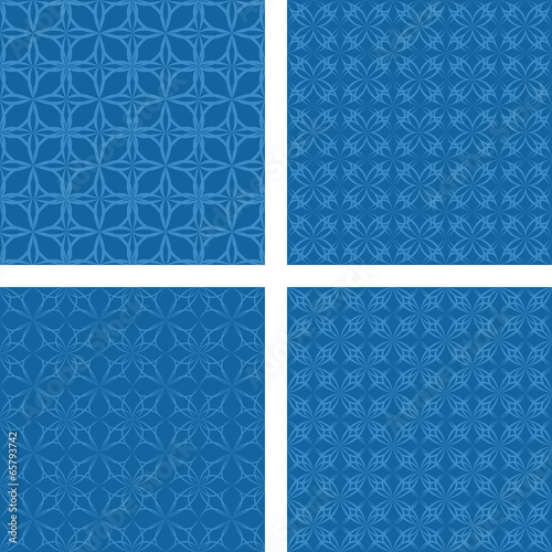 Blue seamless pattern background set
