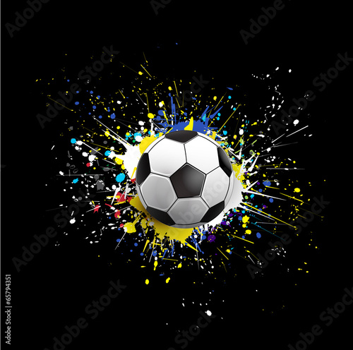 soccer ball dash on colorful & grunge texture isolate on black