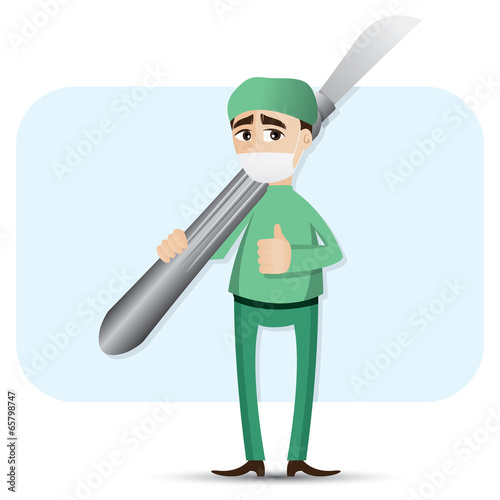 cartoon surgeon carrying scalpel