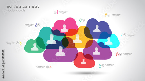 Social Media and Cloud concept Infographic background