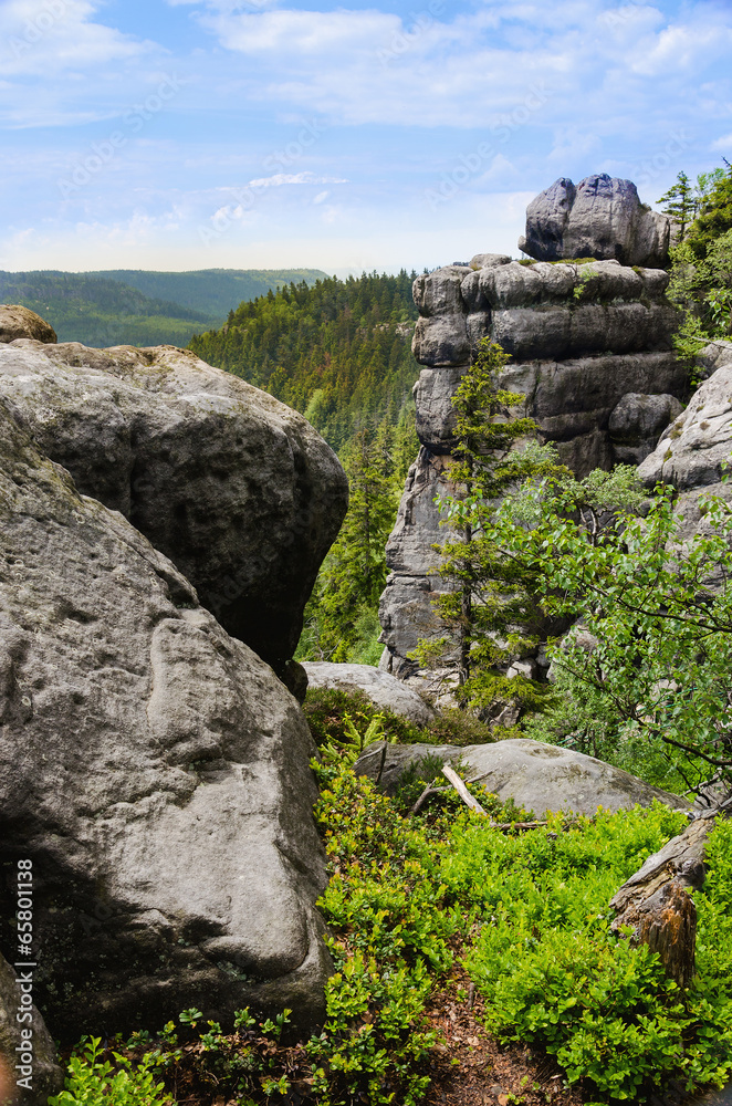 Famous Table Mountains National Park (Gory Stolowe) in Poland.