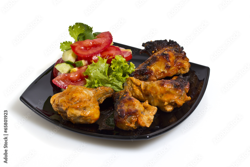 Fried chicken with salad Fried chicken with salad