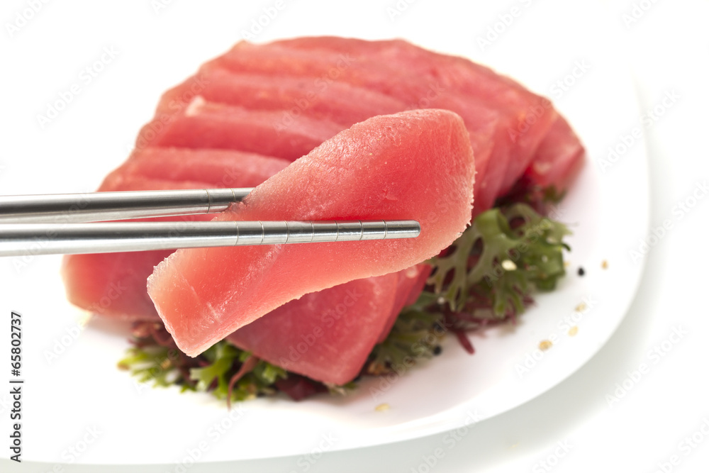 Tuna fillet isolated on white background