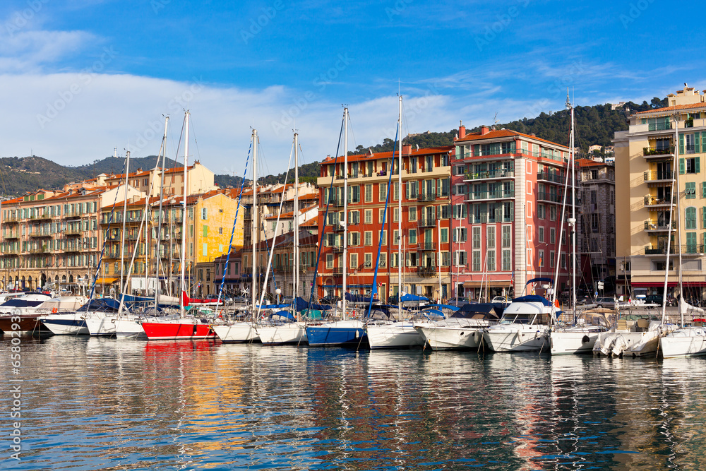 View on Port of Nice and Luxury Yachts, France View on Port of Nice and Luxury Yachts, France