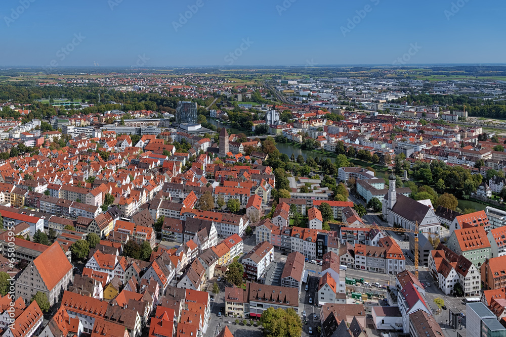 View of the eastern part of Ulm from Ulm Minster, Germany