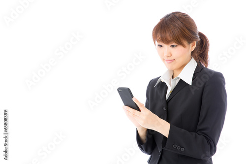 asian businesswoman on white background