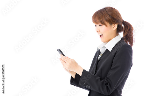 asian businesswoman on white background