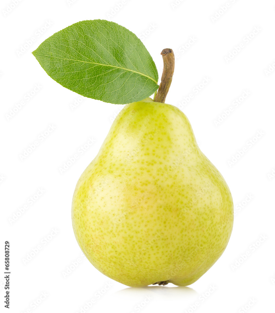 ripe green pear isolated on white background