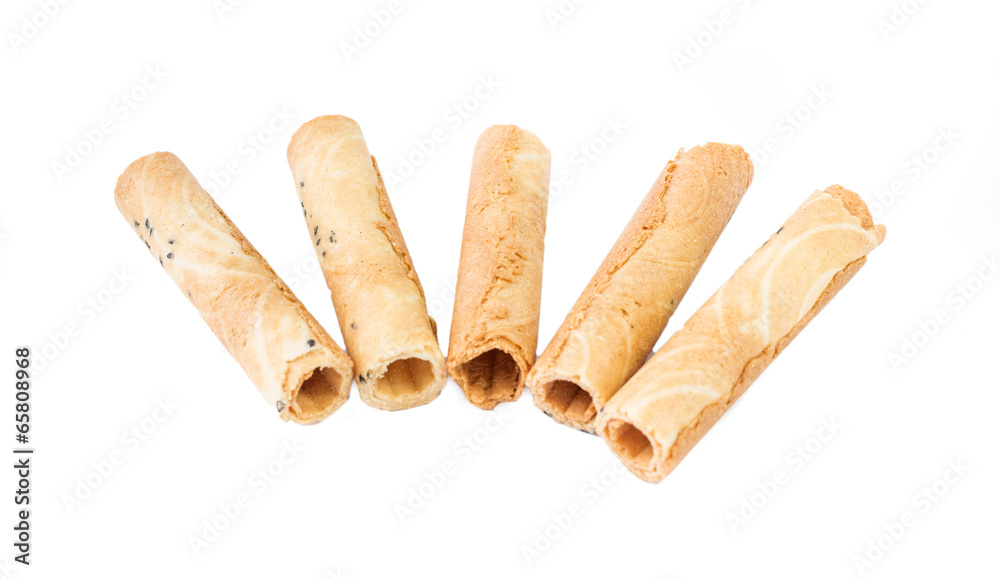 Thai dessert, Roll wafer isolated on white background