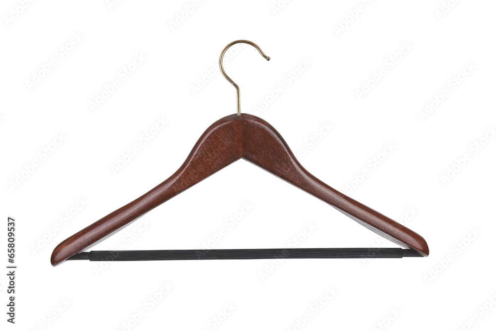 Hanger. Wood coat hanger on the background Hanger. Wood coat hanger on the background