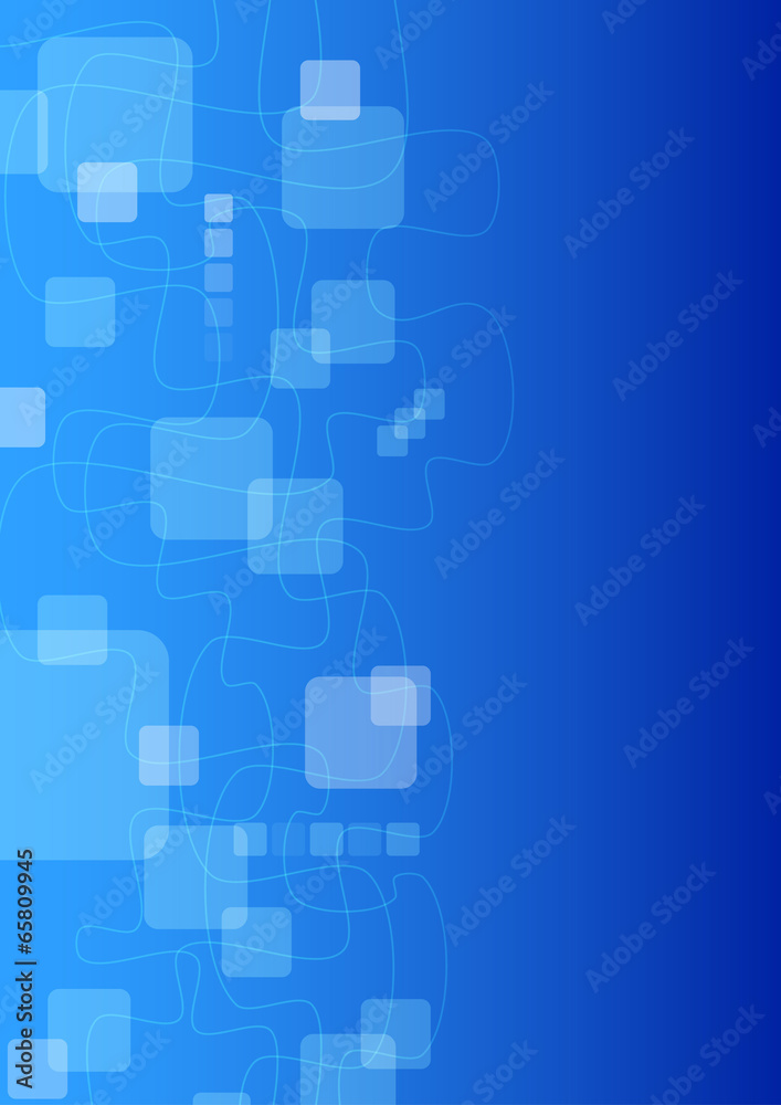 abstract dark blue background with bright curves and squares
