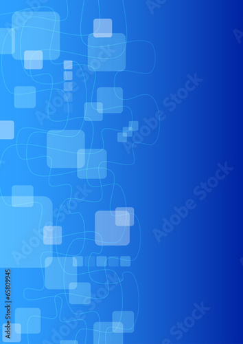 abstract dark blue background with bright curves and squares