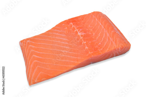 Salmon steak red fish on white