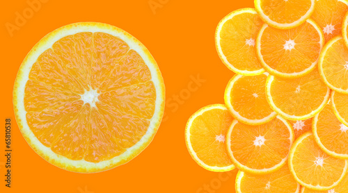 Slice of fresh orange isolated on background