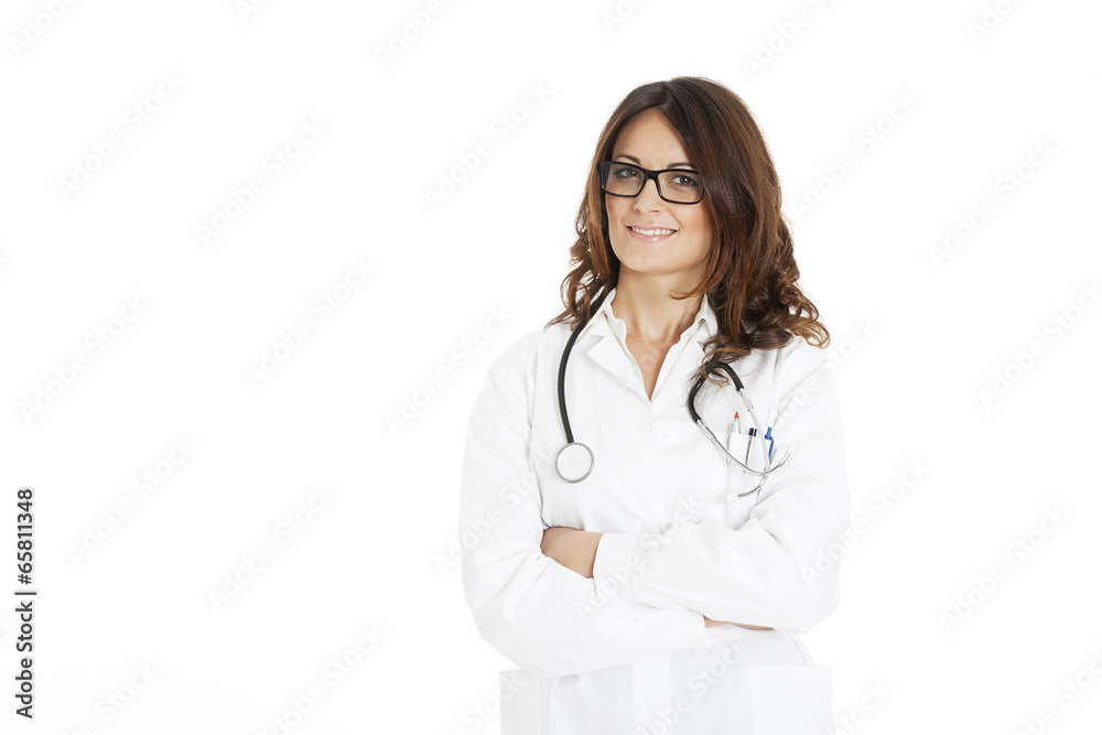 Smiling medical doctor woman with stethoscope. Smiling medical doctor woman with stethoscope.