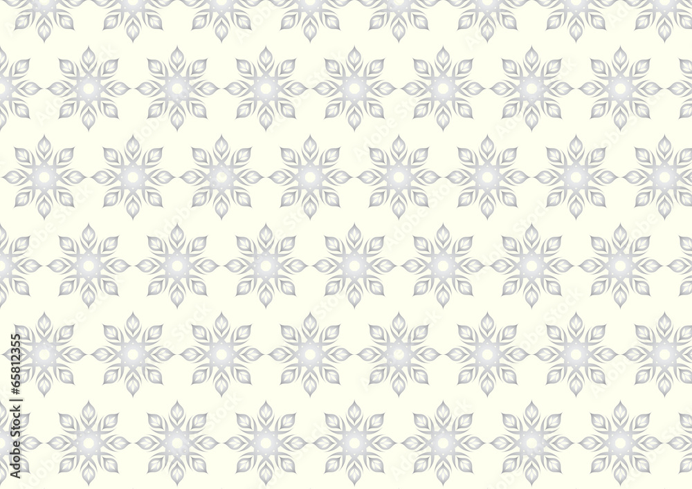 Silver Tribal Bloom and Lobe Pattern on Pastel Background