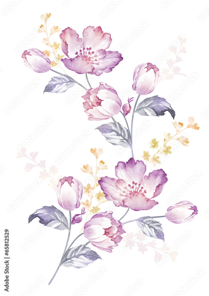 Naklejka premium watercolor illustration flowers in simple background