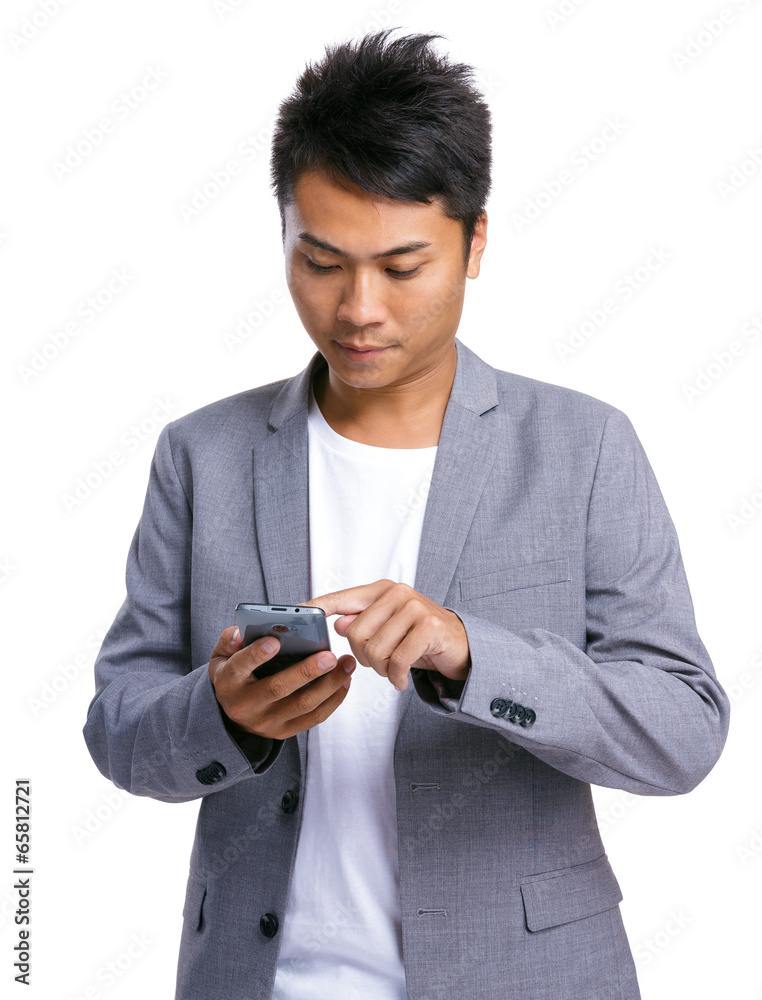 Asian man use phone Asian man use phone