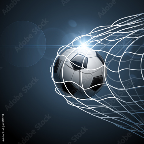 Soccer ball in goal. Vector