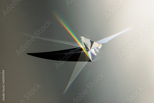 glass prism with spectrum and shadow
