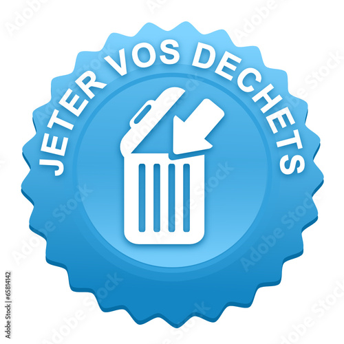 jeter vos déchets sur bouton web denté bleu