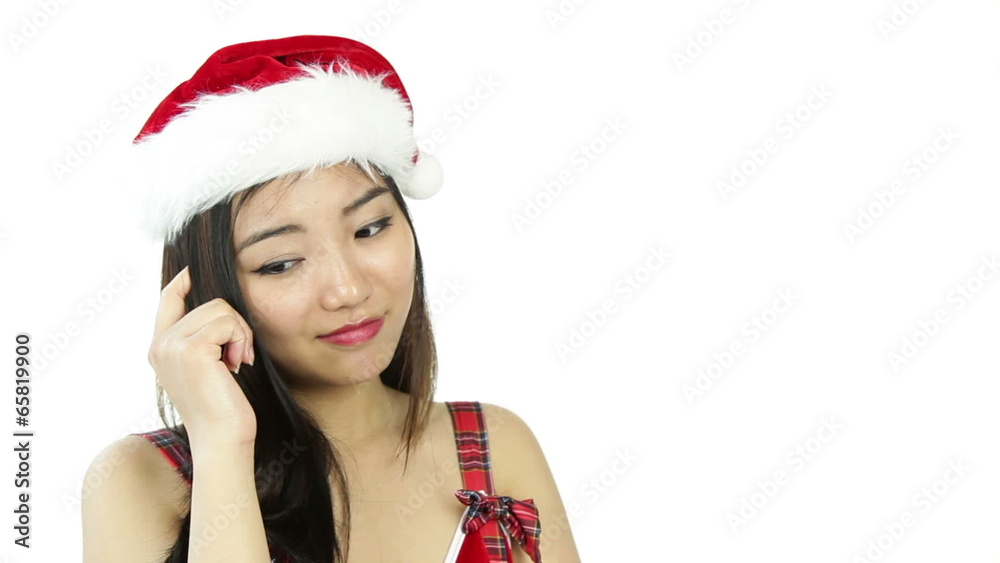 sexy santa claus isolated on white with an idea scratching head sexy santa claus isolated on white with an idea scratching head