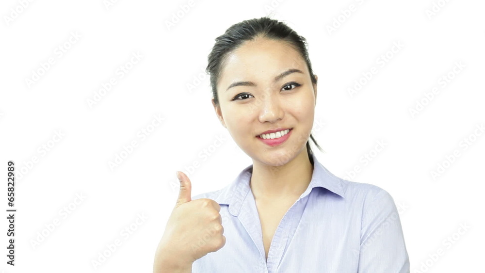 asian business woman isolated on white thumbs up asian business woman isolated on white thumbs up