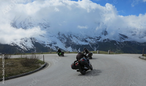 motorcycles and road in the alps in europe