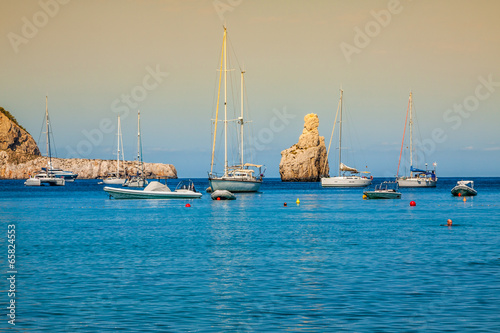 Obraz na płótnie Ibiza Cala Benirras beach in san Joan at Balearic Islands Spain w salonie