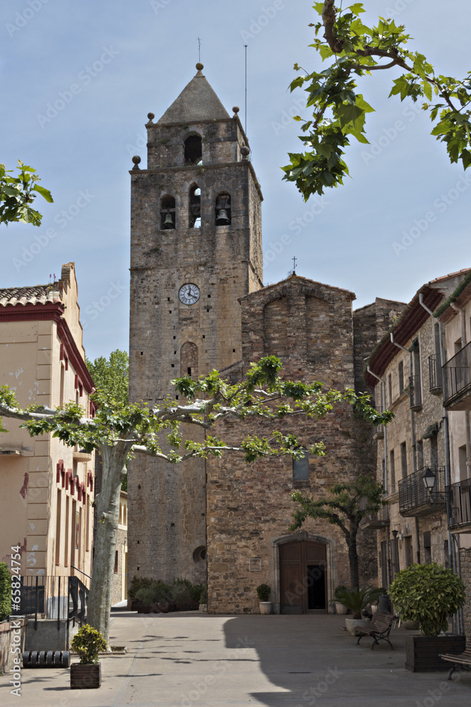 Fototapeta premium Church of Sant Llorenç de la Muga, Alt Emporda, Spain