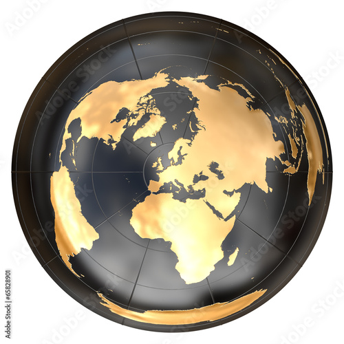 Worldmap in azimuthal projection (Europe) photo