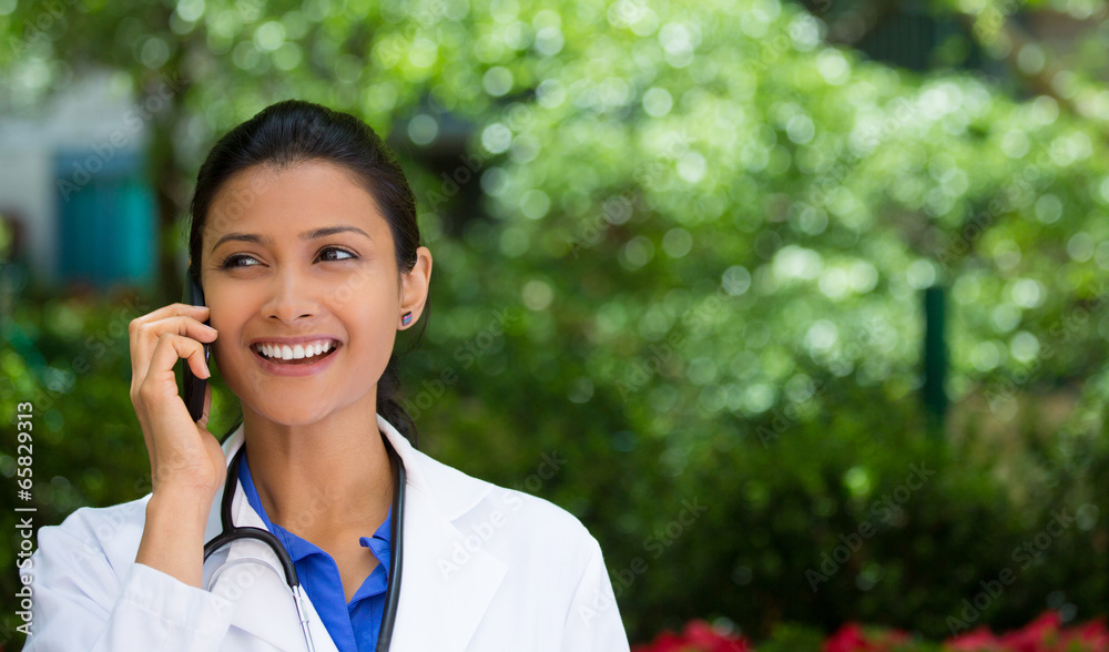 Healthcare professional on phone Healthcare professional on phone