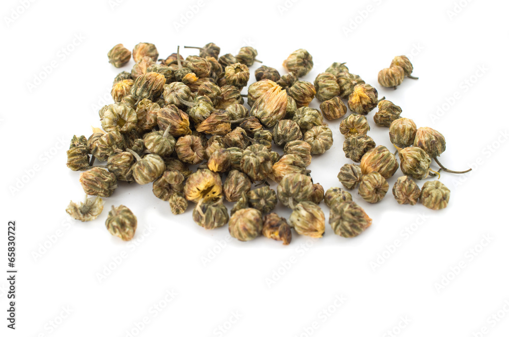 A Heap Of Dried Chrysanthemum Flowers On White Background A Heap Of Dried Chrysanthemum Flowers On White Background