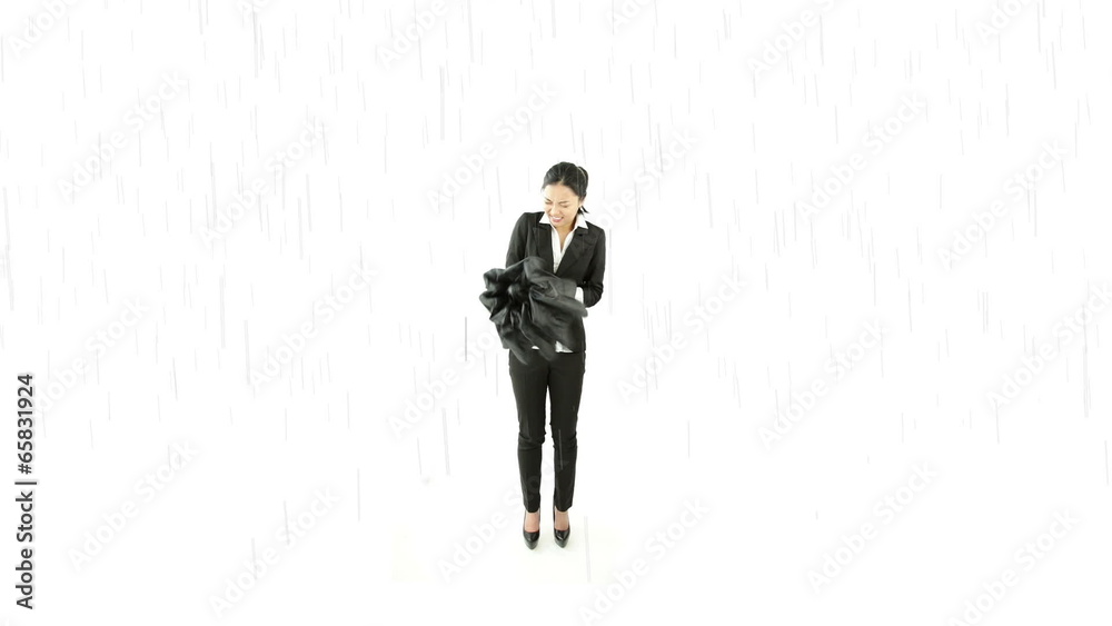Attractive asian woman on white