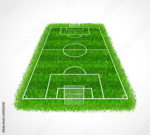 Perspective view of soccer field with realistic grass texture