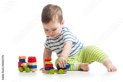 child playing with block toys
