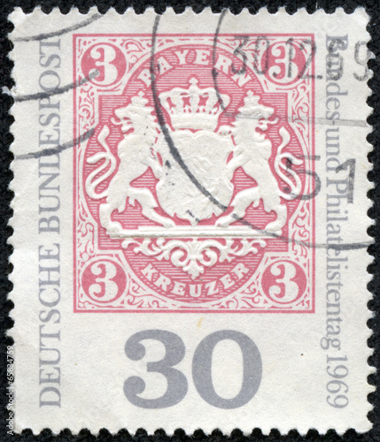 stamp shows Bavaria No. 16, Arms of Bavaria