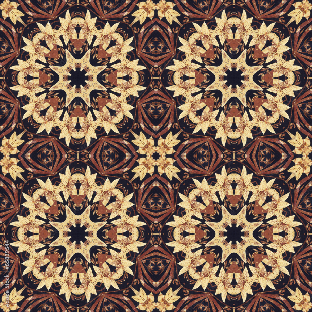 Seamless floral ornament, bark on fabric Seamless floral ornament, bark on fabric