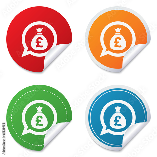 Money bag sign icon. Pound GBP currency.