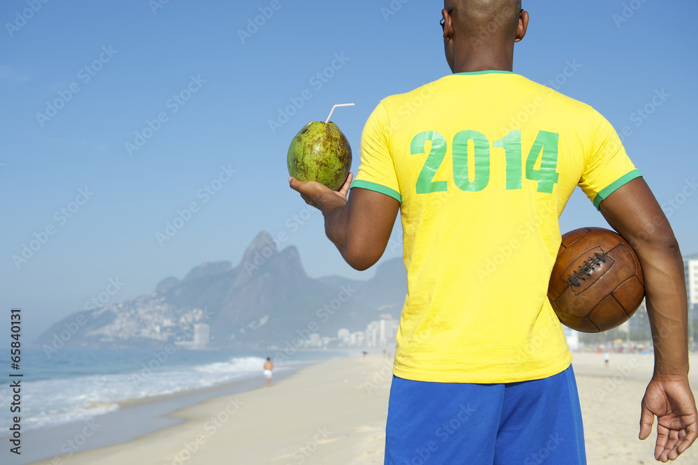 Brazilian Football Soccer Player Wearing 2014 Shirt Rio