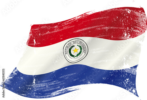 waving paraguayan grunge flag
