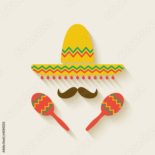 Mexican sombrero and  maracas