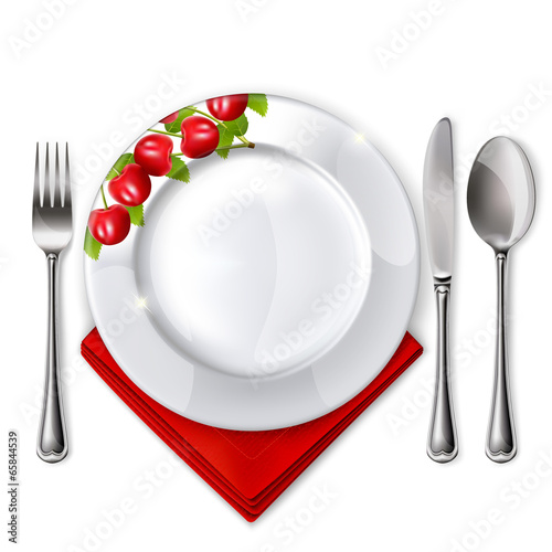 6 Plate with spoon, knife and fork