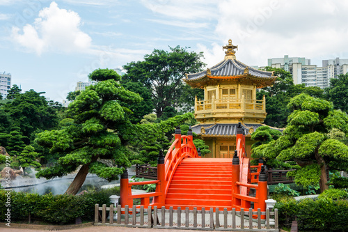 The Golden pavilion in Nan Lian Garden  Hong Kong